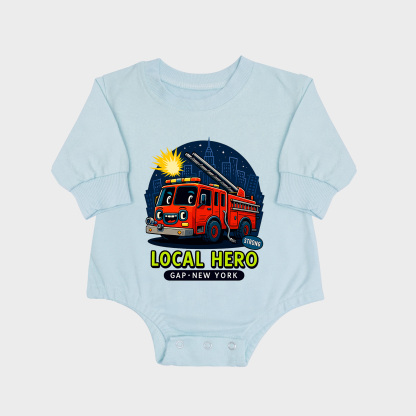 Local Hero Long-sleeved Triangle Onesies Aqua baby romper