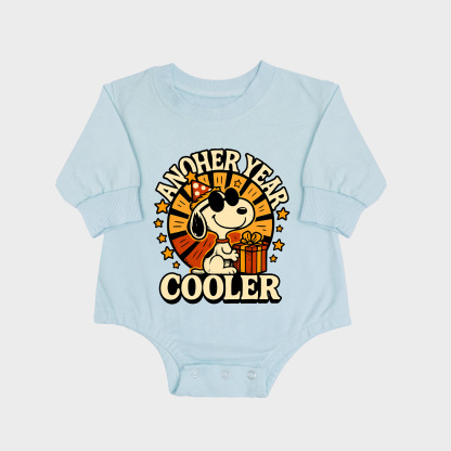 Peanuts Another Year Cooler Long-sleeved Triangle Onesies Aqua baby romper