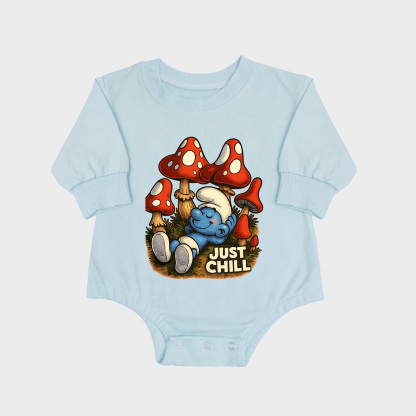 Smurfs Long-sleeved Triangle Onesies Aqua baby romper