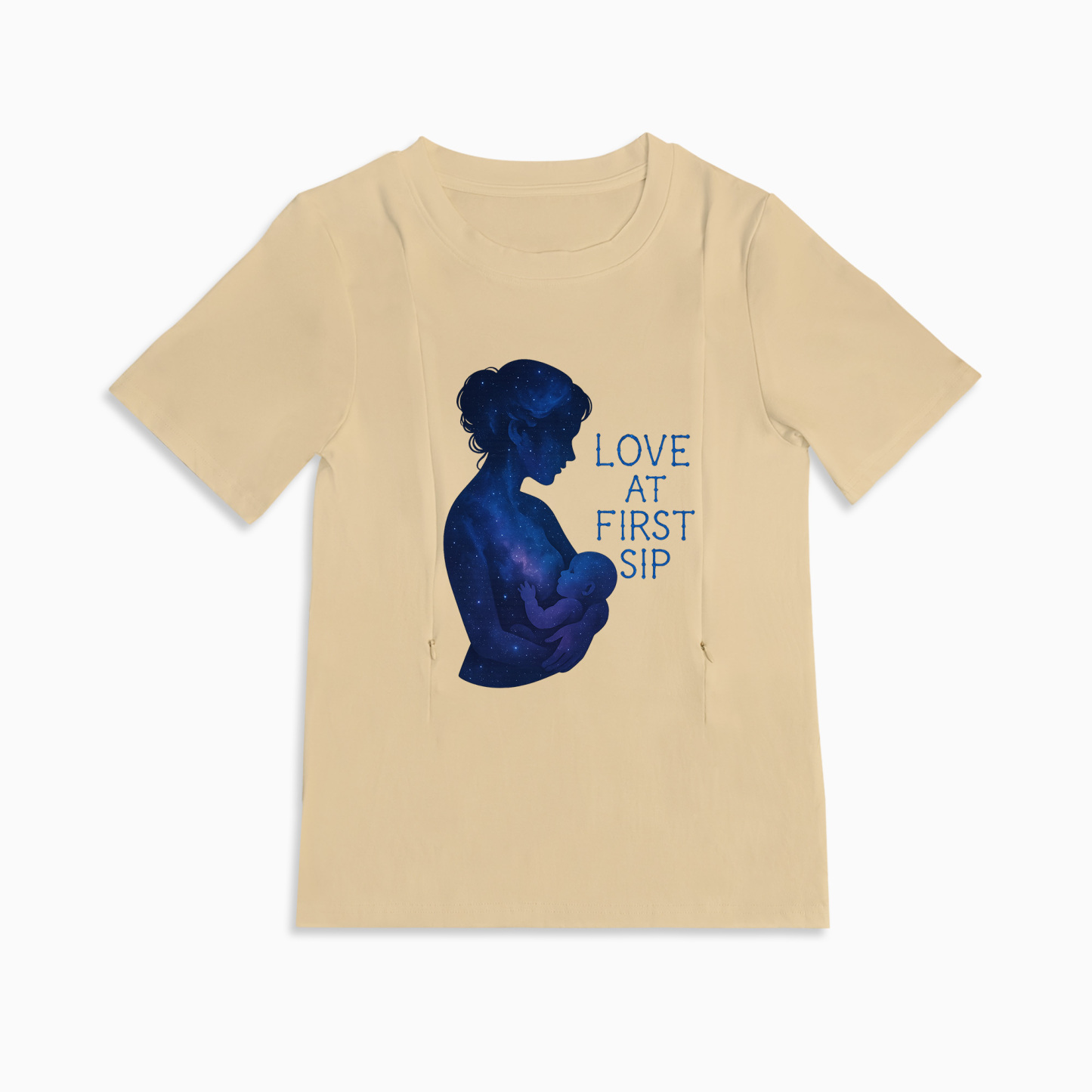 Comfortable Cotton Nursing Tee | "Love at First Sip" Slogan
