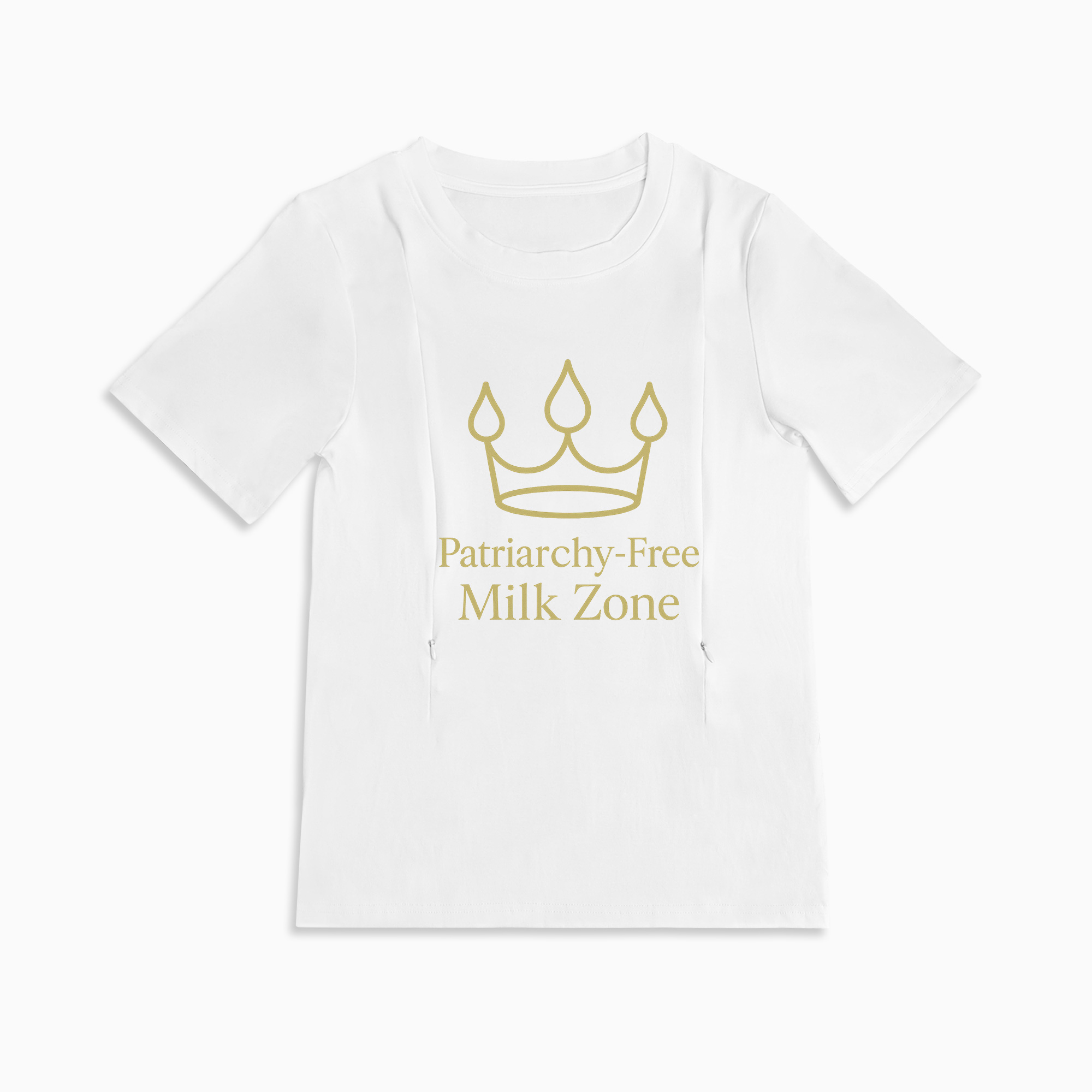 Zipper Nursing T-Shirt | Patriarchy-Free Milk Zone | 95% Cotton