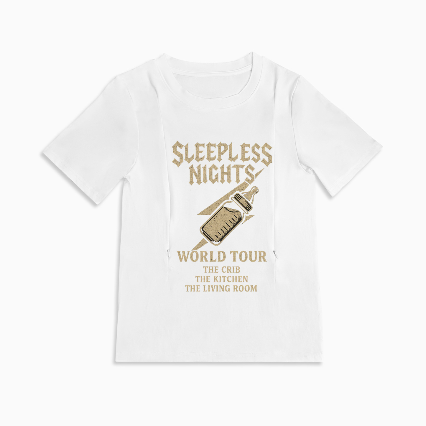 Mom Life Nursing Tee | "Sleep? Never Heard of Her" | Hidden Side Zippers