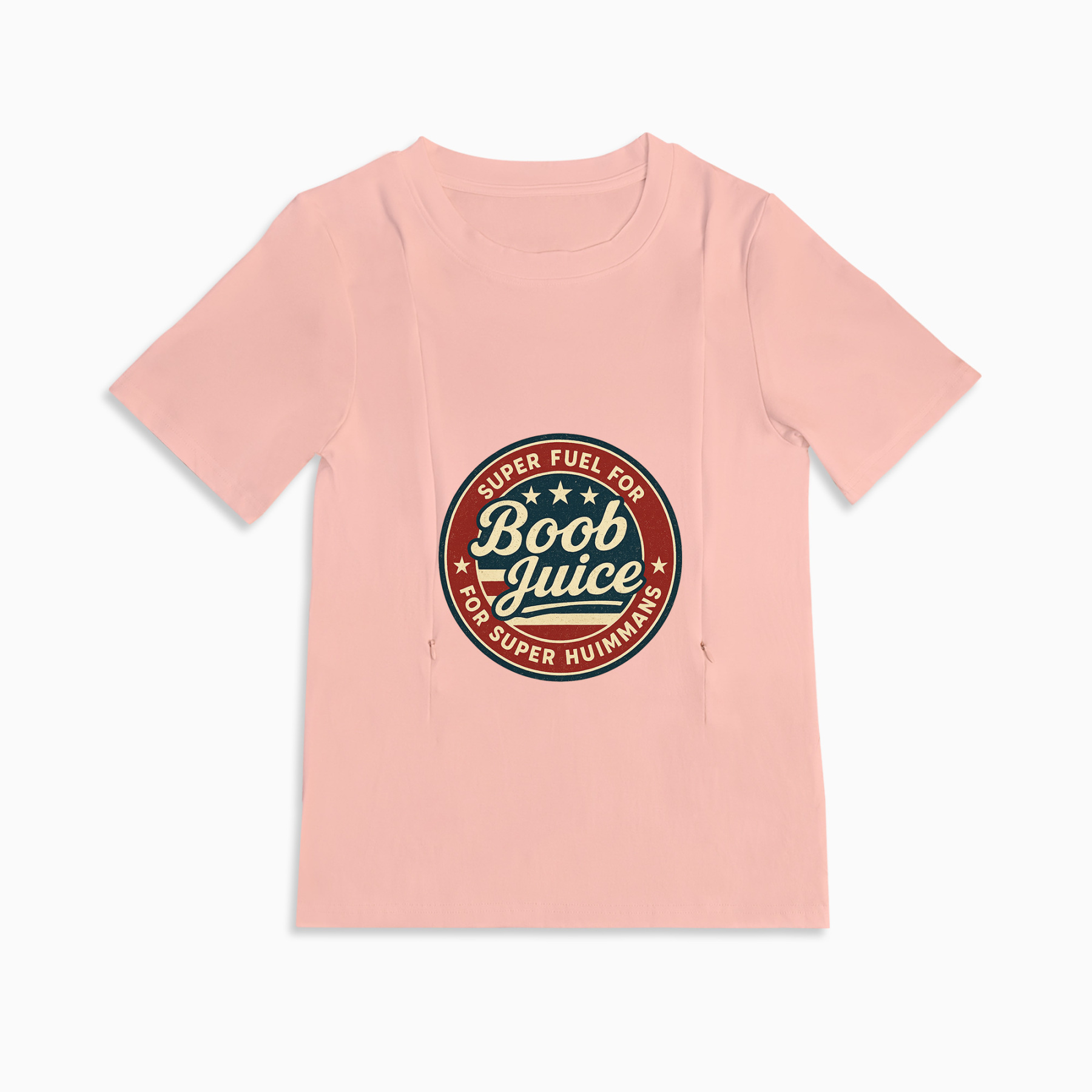 Funny Nursing Tee "Boob Juice" | Soft Cotton Shirt with Zipper Access