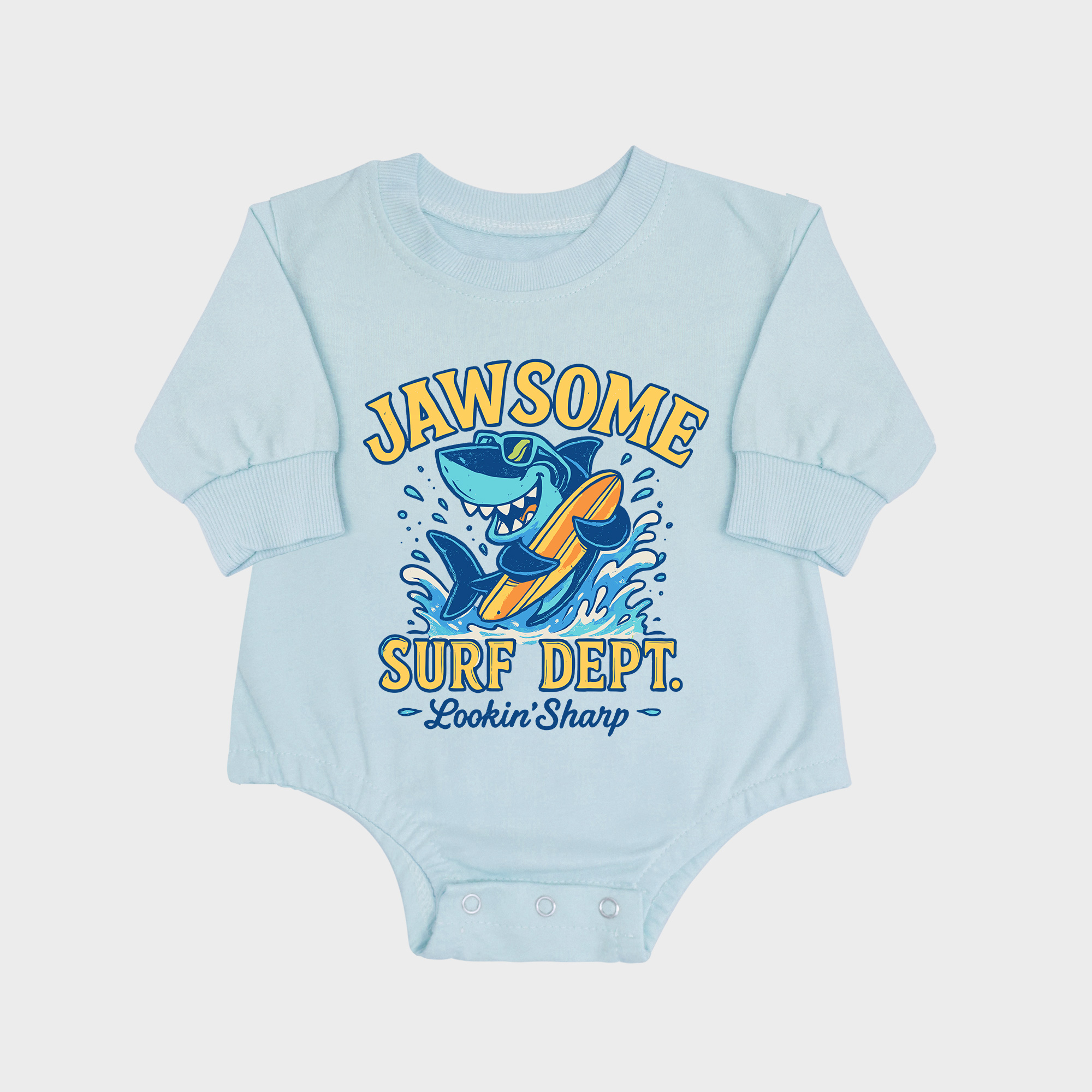 Surf Dept Long-sleeved Triangle Onesies Aqua baby romper