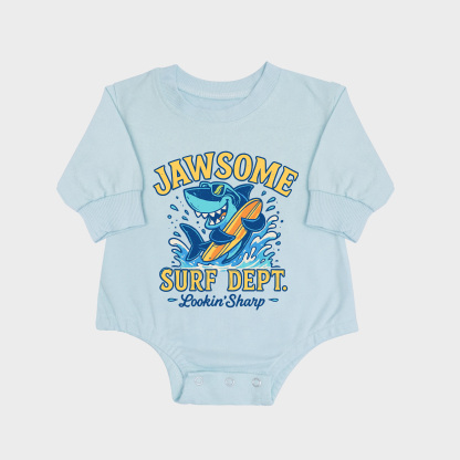 Surf Dept Long-sleeved Triangle Onesies Aqua baby romper
