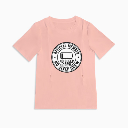 totkeeps No Sleep Crew Nursing Tee | Funny Cotton Breastfeeding Shirt