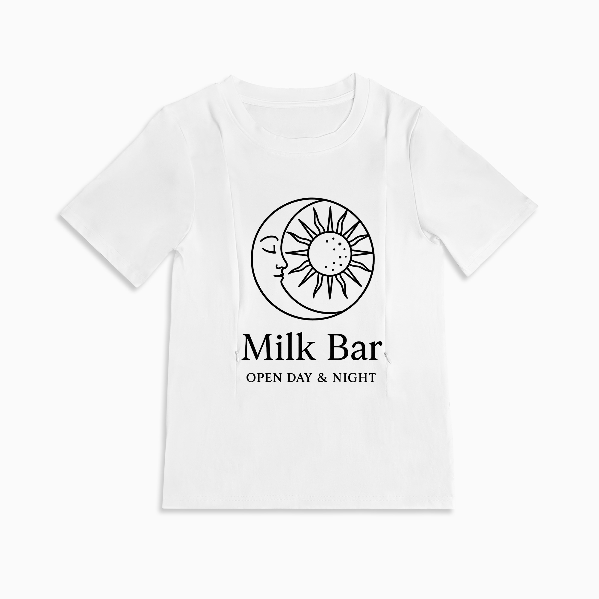 Soft Cotton Nursing Tee | 24/7 Milk Bar | Discreet Side Zipper