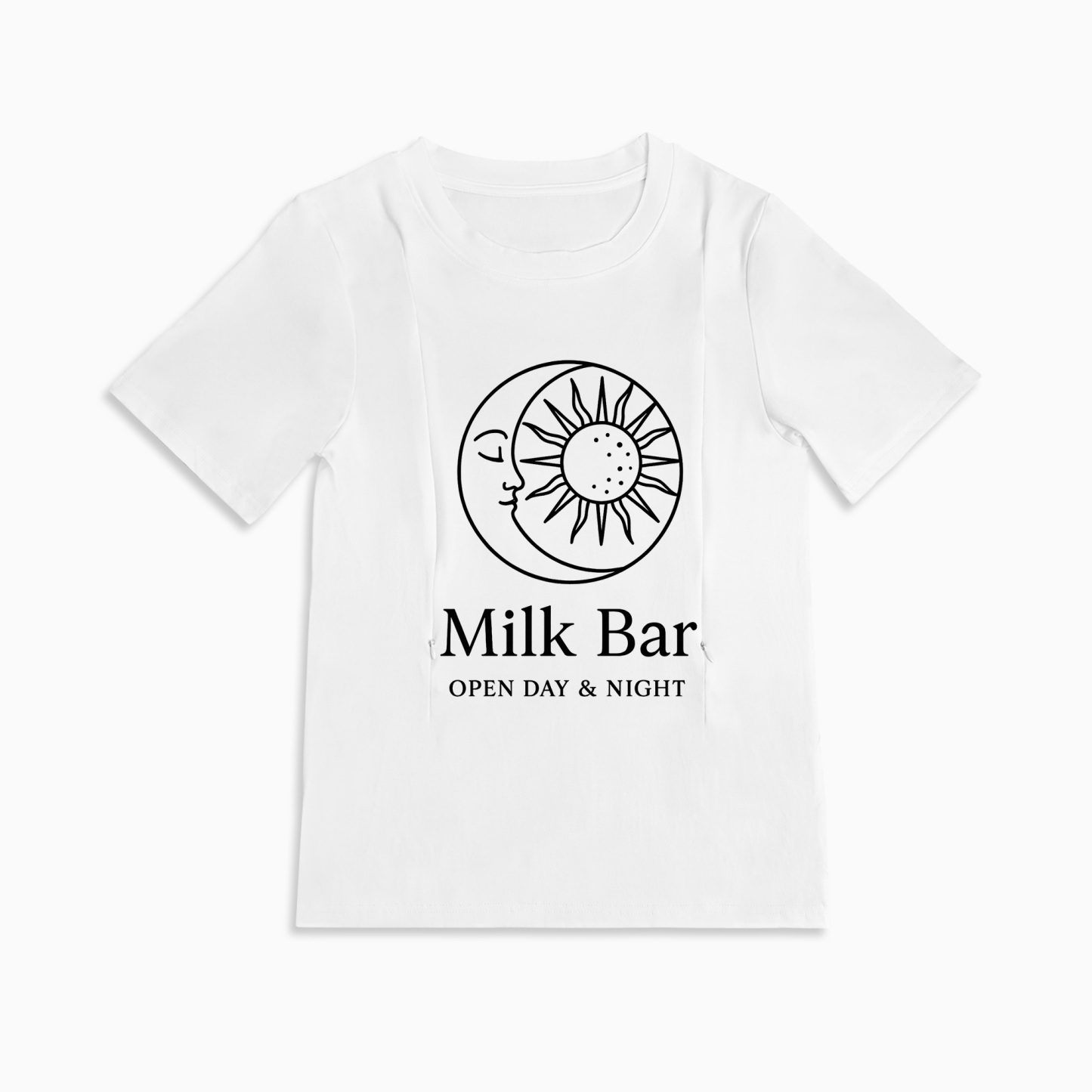 Soft Cotton Nursing Tee | 24/7 Milk Bar | Discreet Side Zipper