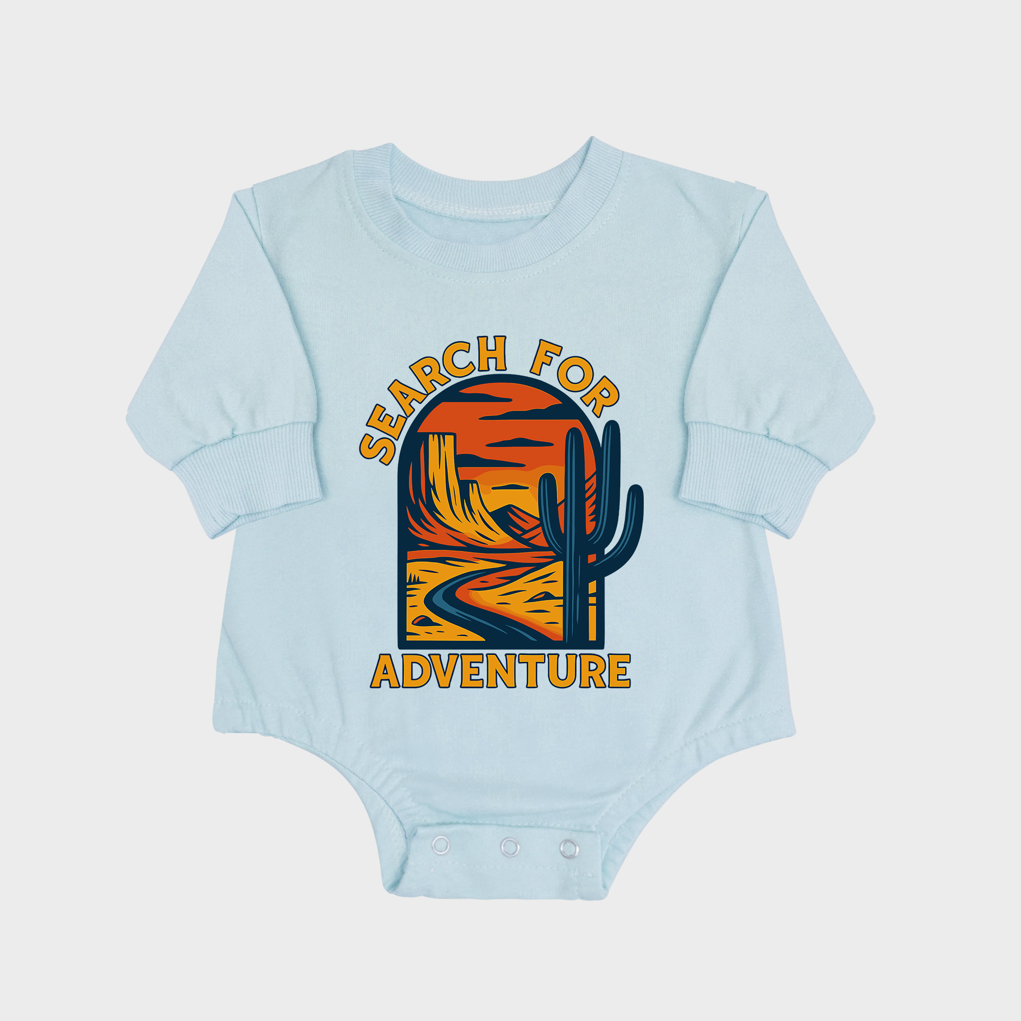 Search For Adventure Long-sleeved Triangle Onesies Aqua baby romper