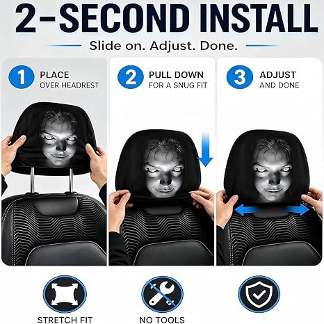 Creepy Haunted Face Halloween Car Headrest Covers