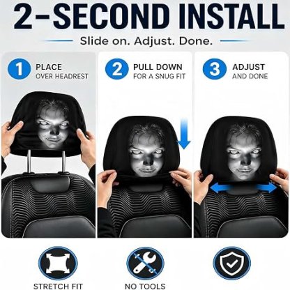 Creepy Haunted Face Halloween Car Headrest Covers