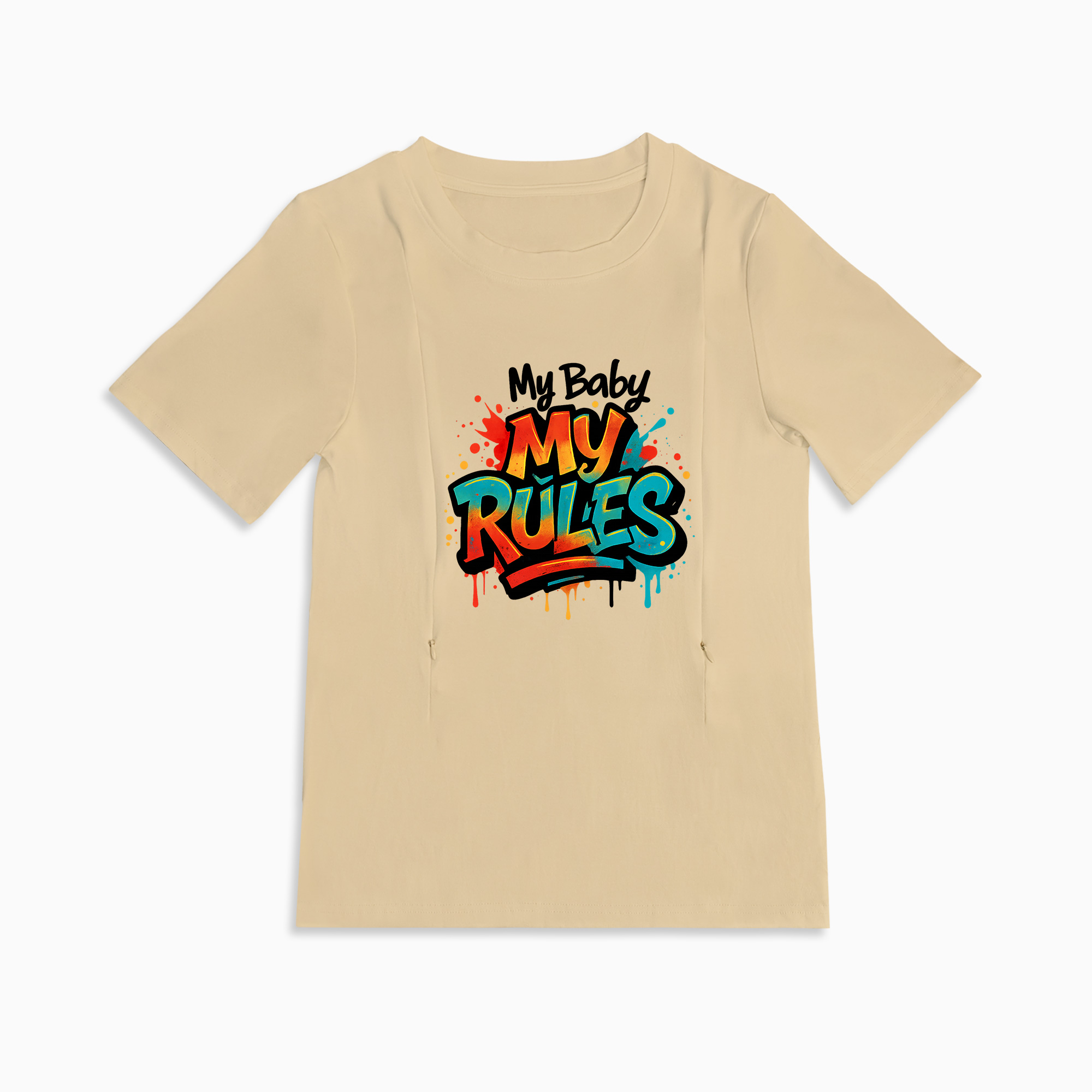 Cotton Nursing Top | "My Baby My Rules" | Easy Zipper Access