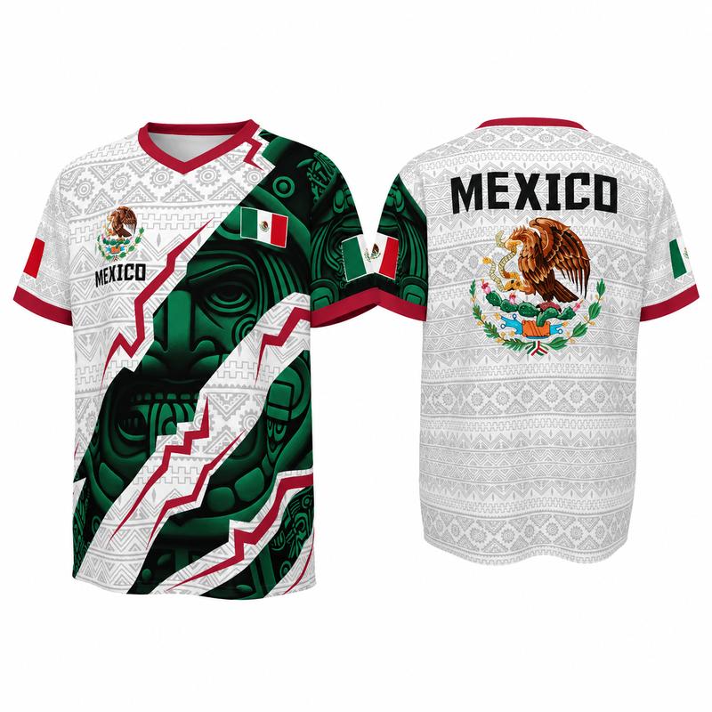 2026 Mexican Soccer Jersey | Mexico Aztec Calendar Style V-Neck Football Jersey for Players & Fans