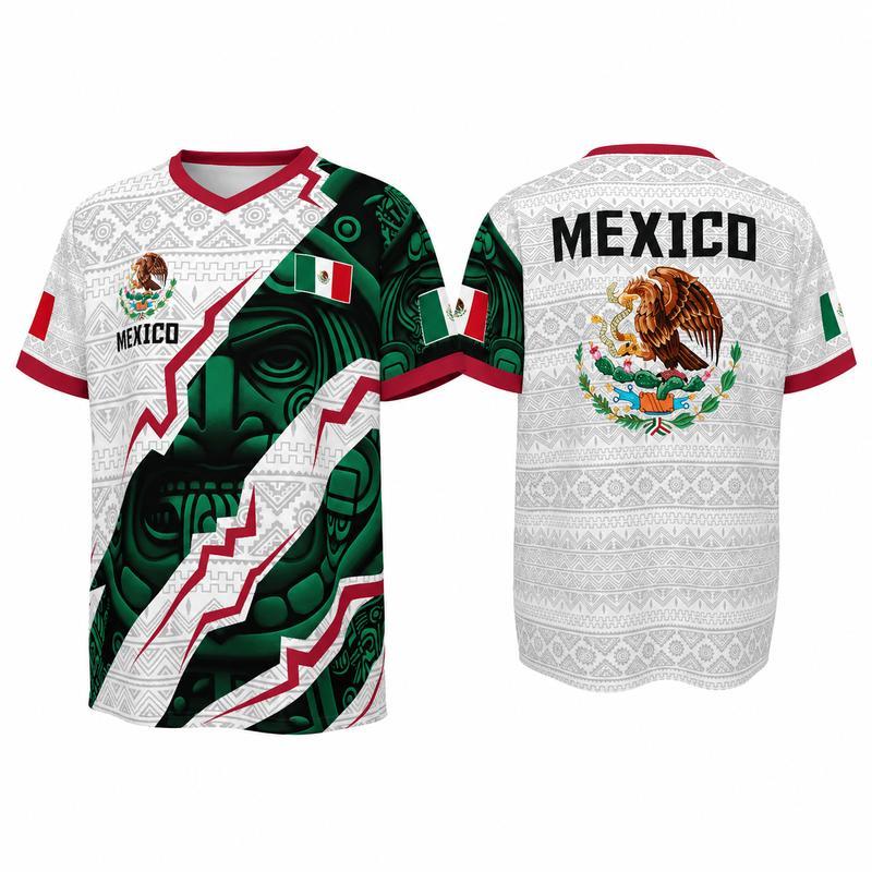 2026 Mexican Soccer Jersey | Mexico Aztec Calendar Style V-Neck Football Jersey for Players & Fans