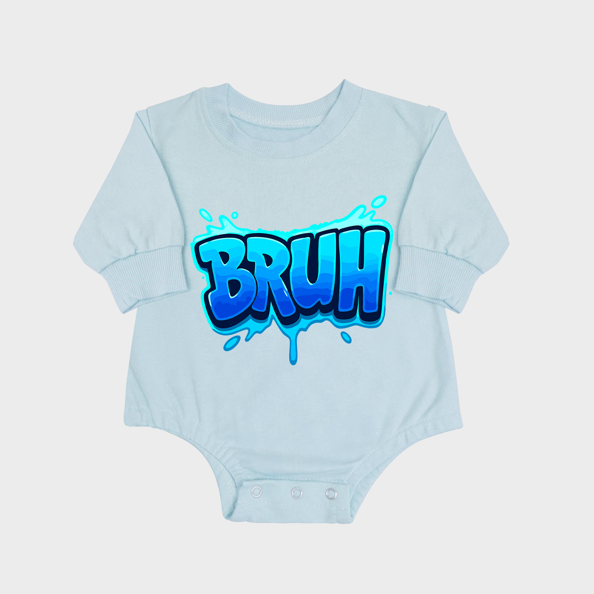 Bruh Long-sleeved Triangle Onesies Aqua baby romper