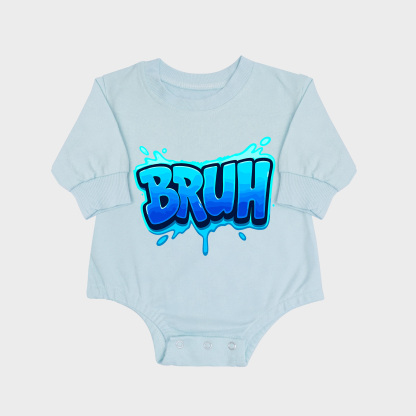 Bruh Long-sleeved Triangle Onesies Aqua baby romper