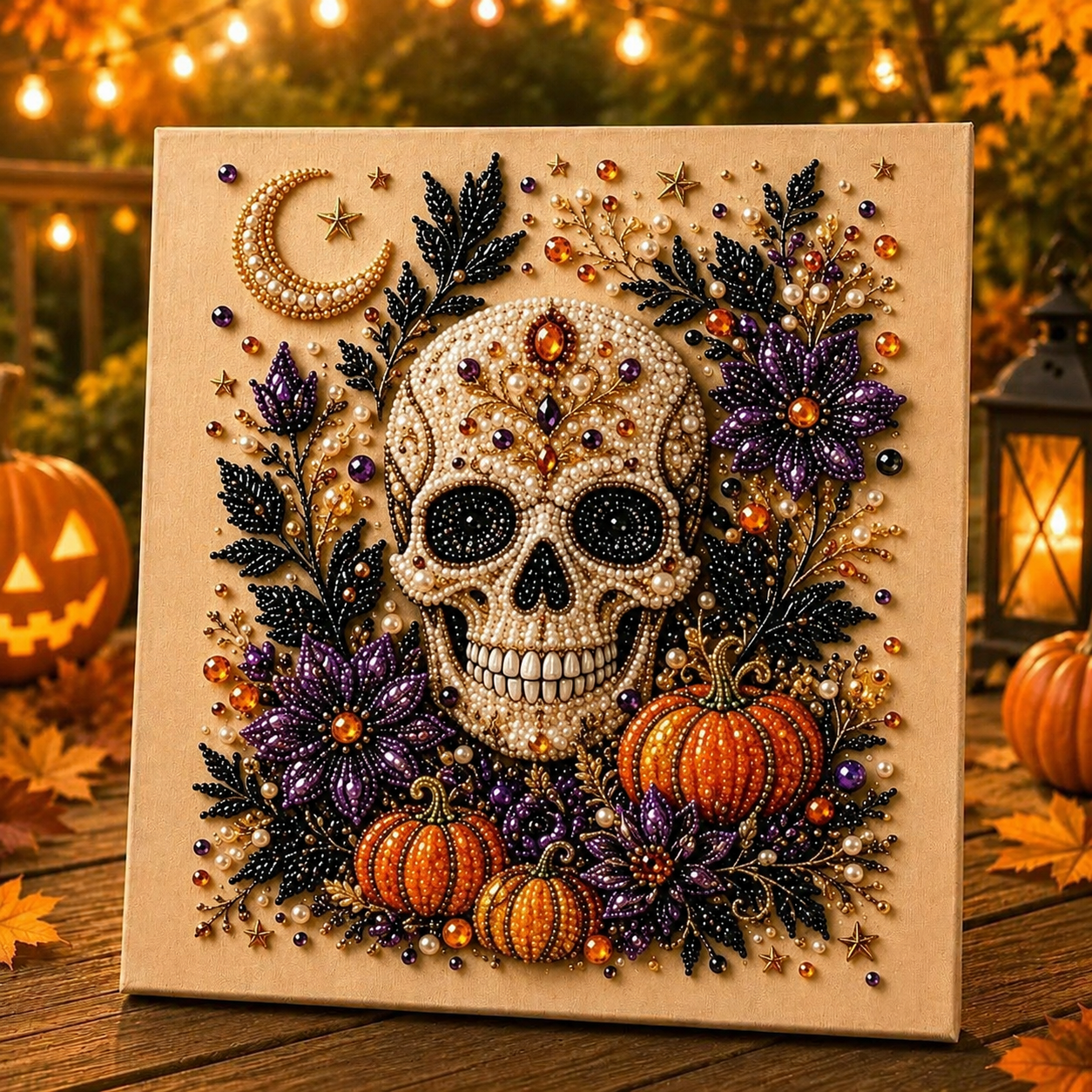 Cute Ghost Diamond Painting Kit – 3D Halloween Pearl Bead Wall Art