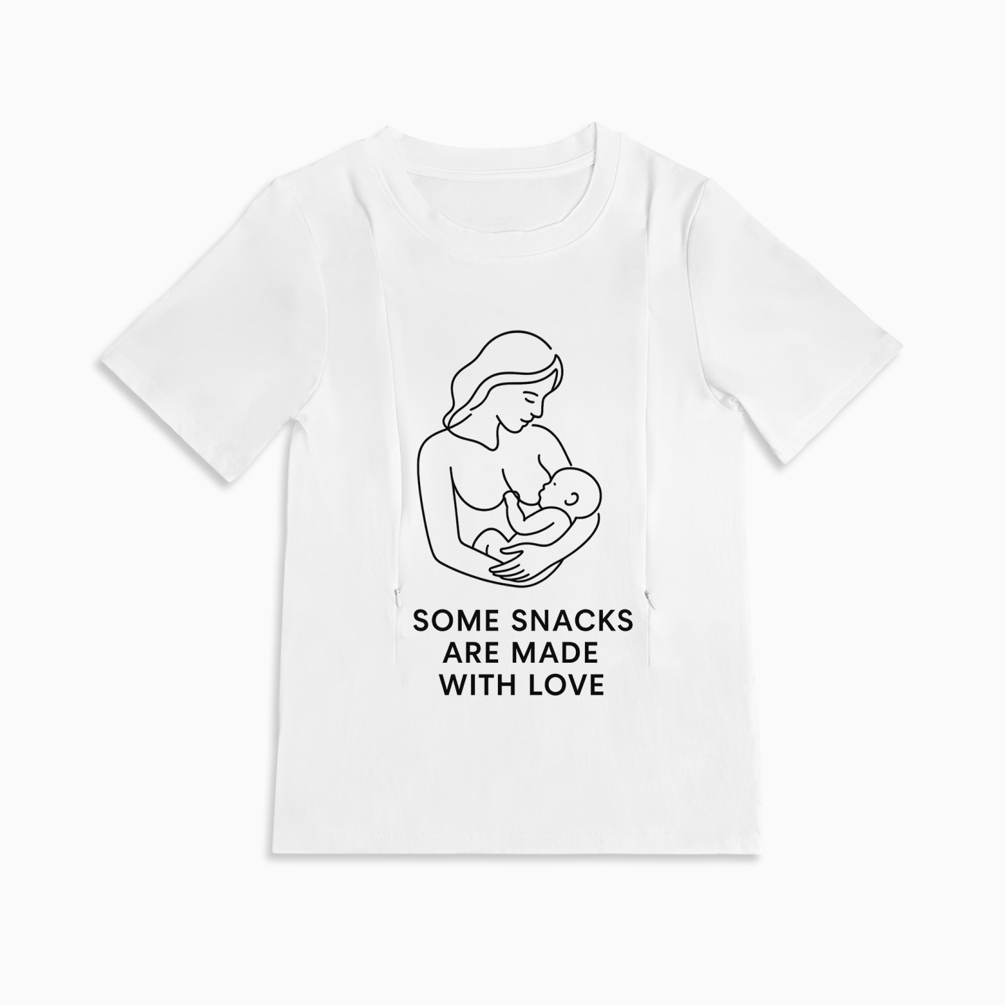 Funny Nursing Tee | Snacks Are Made with Love | Discreet Side Zippers
