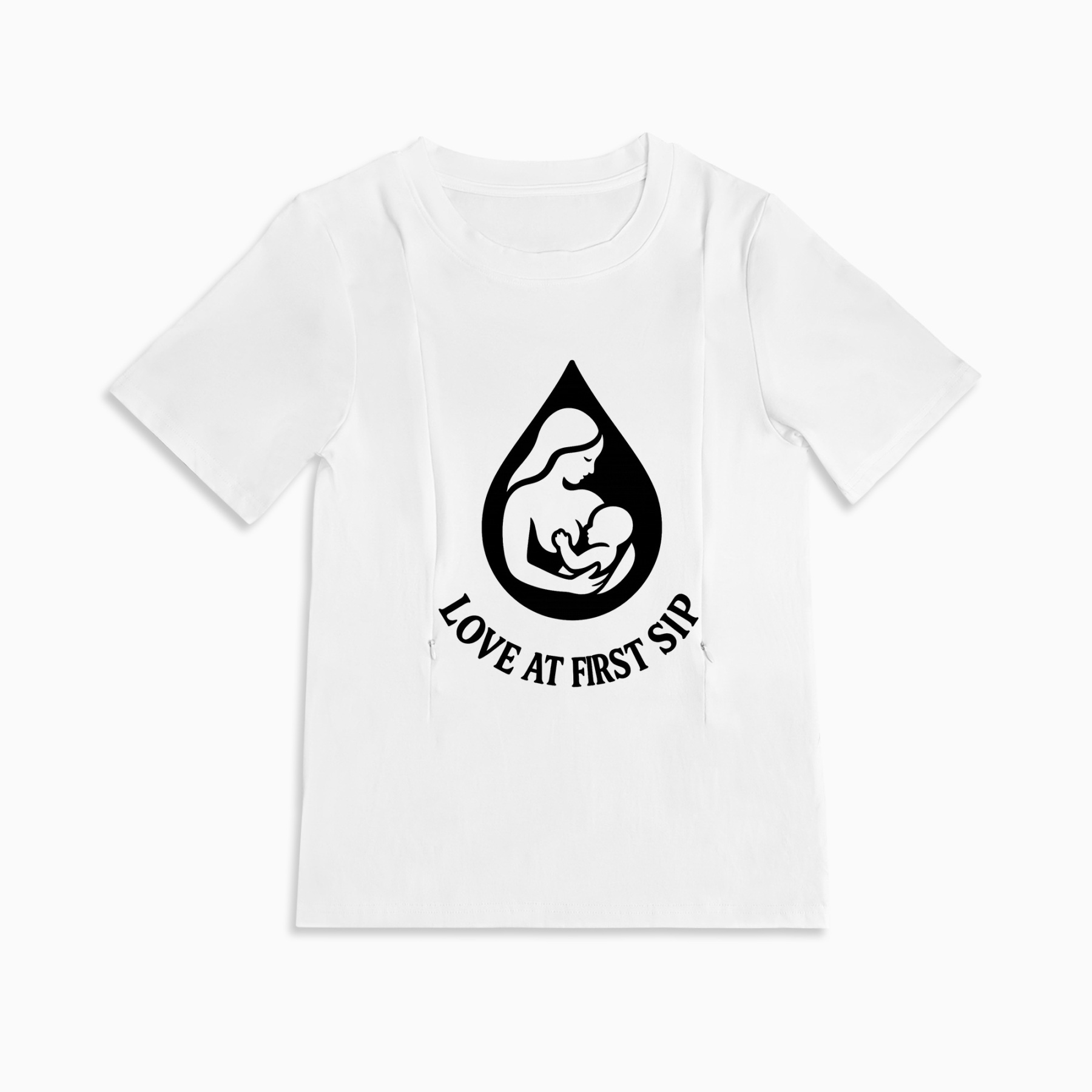 "Love at First Sip" Breastfeeding Top | Soft Cotton & Easy Zip Access