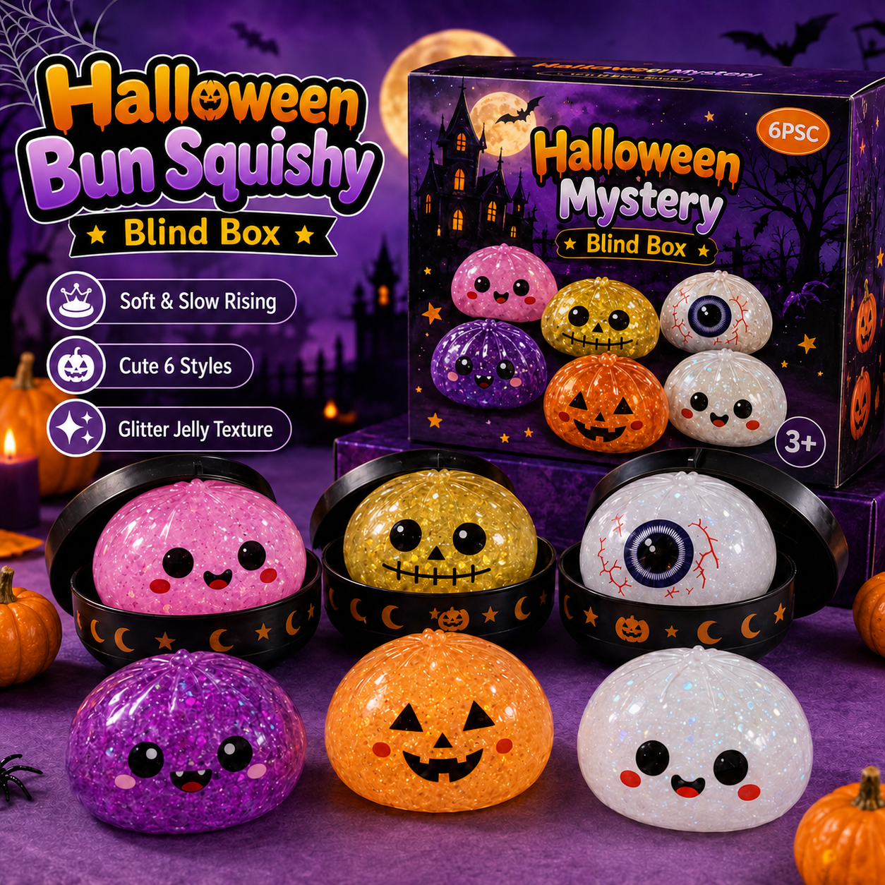 2026 Halloween New Ghost Squishy Toys-6psc