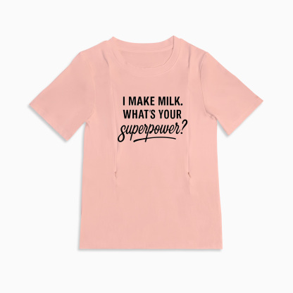 Postpartum Nursing Tee | "I Make Milk" Slogan | Easy Zipper Top