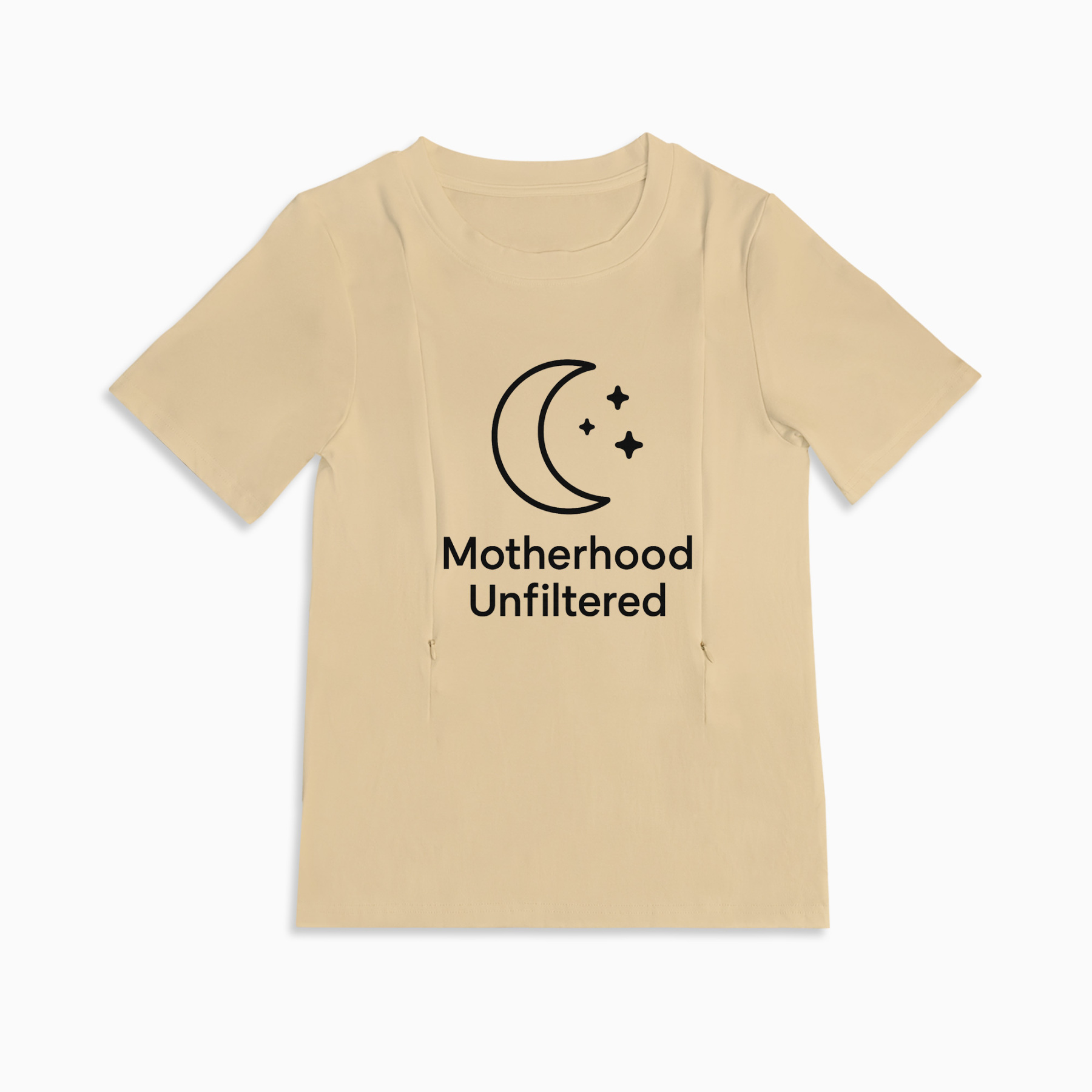 Zipper Nursing T-Shirt | "Motherhood Unfiltered" Funny Mom Slogan