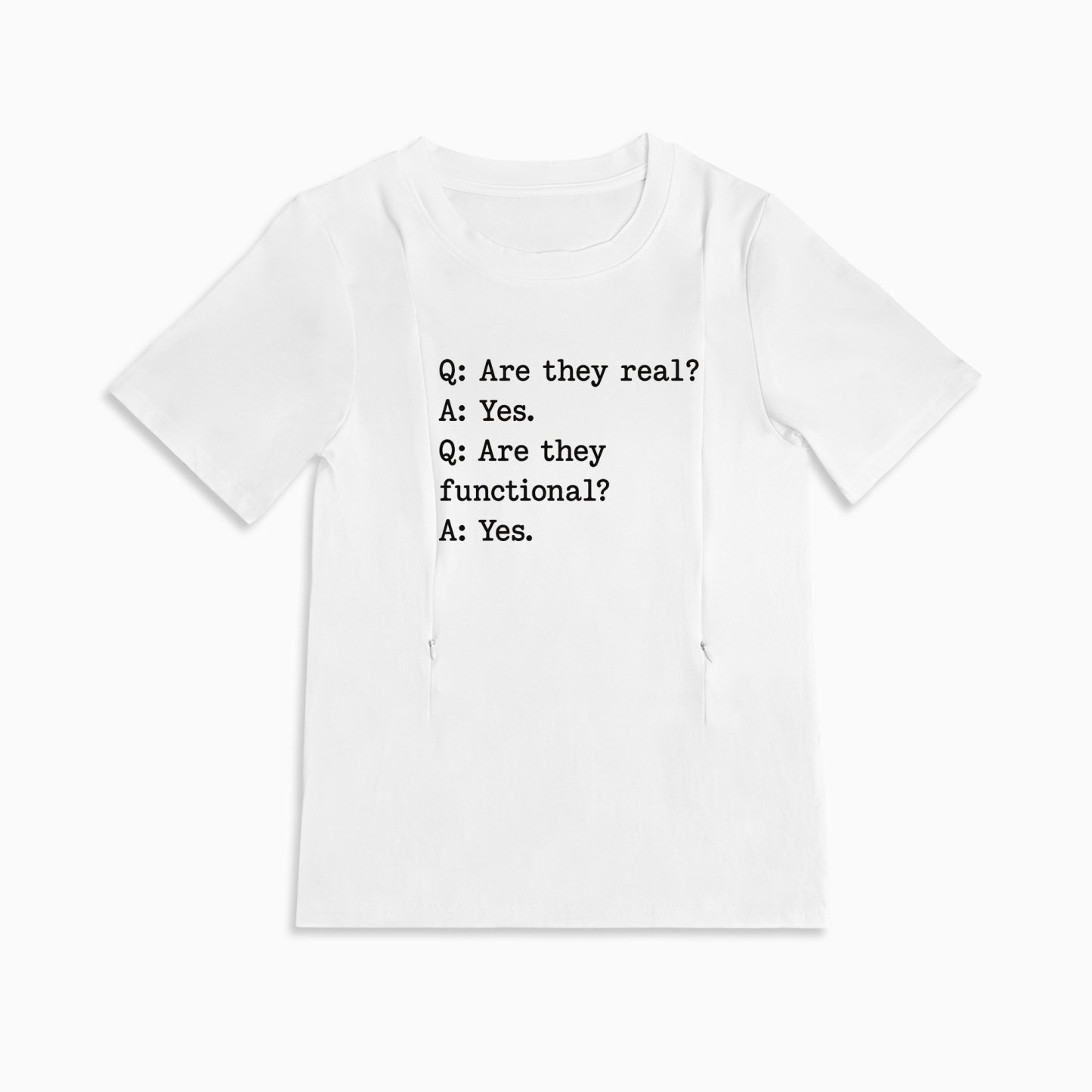Zipper Nursing T-Shirt | "Yes They're Functional" Slogan | Totkeeps