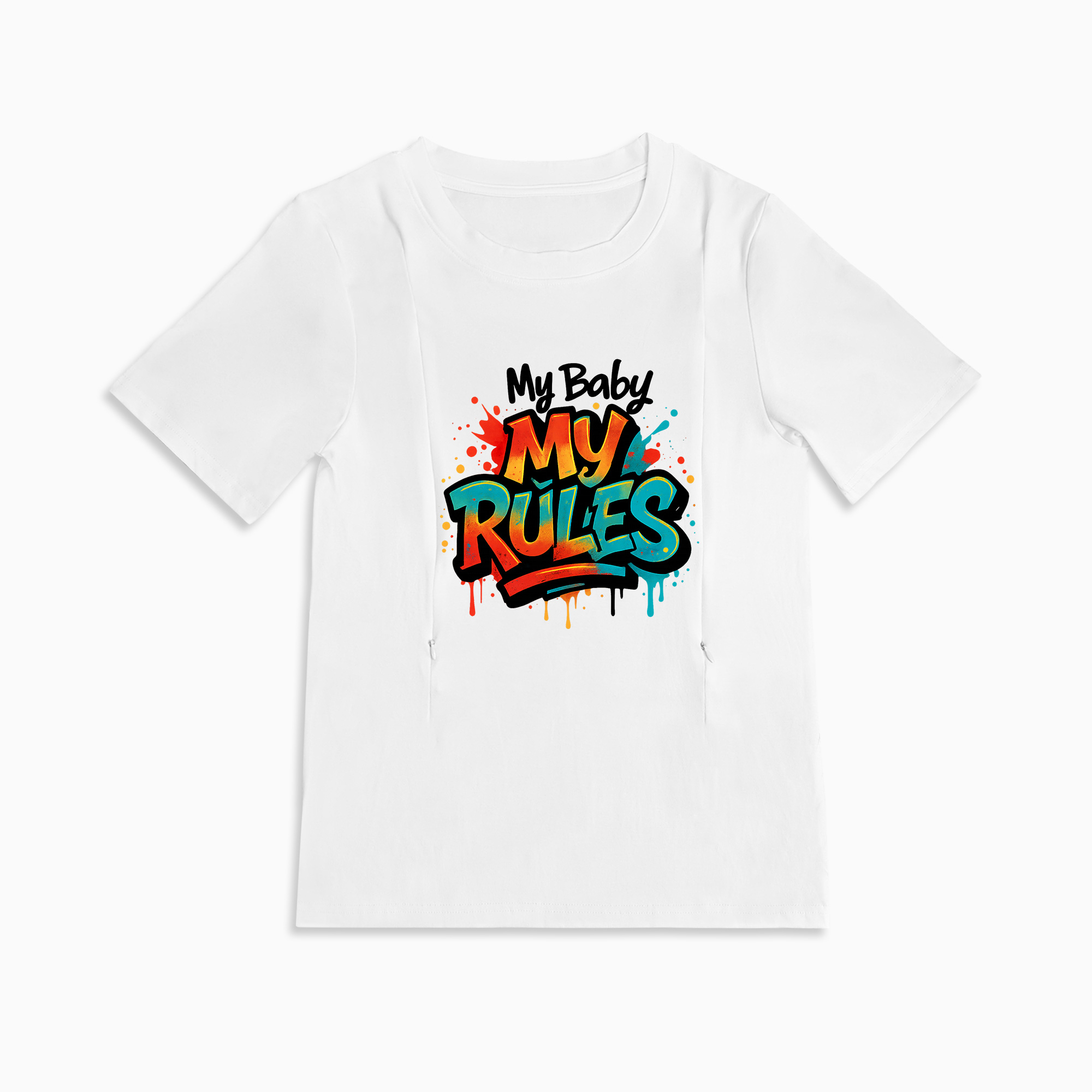 Cotton Nursing Top | "My Baby My Rules" | Easy Zipper Access