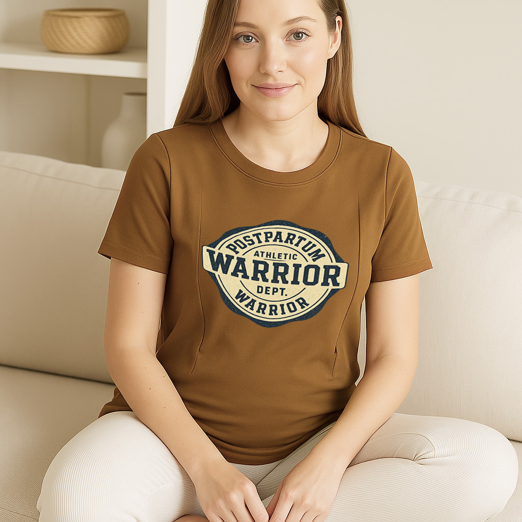 Side Zip Nursing Top for Moms | Postpartum Warrior Slogan