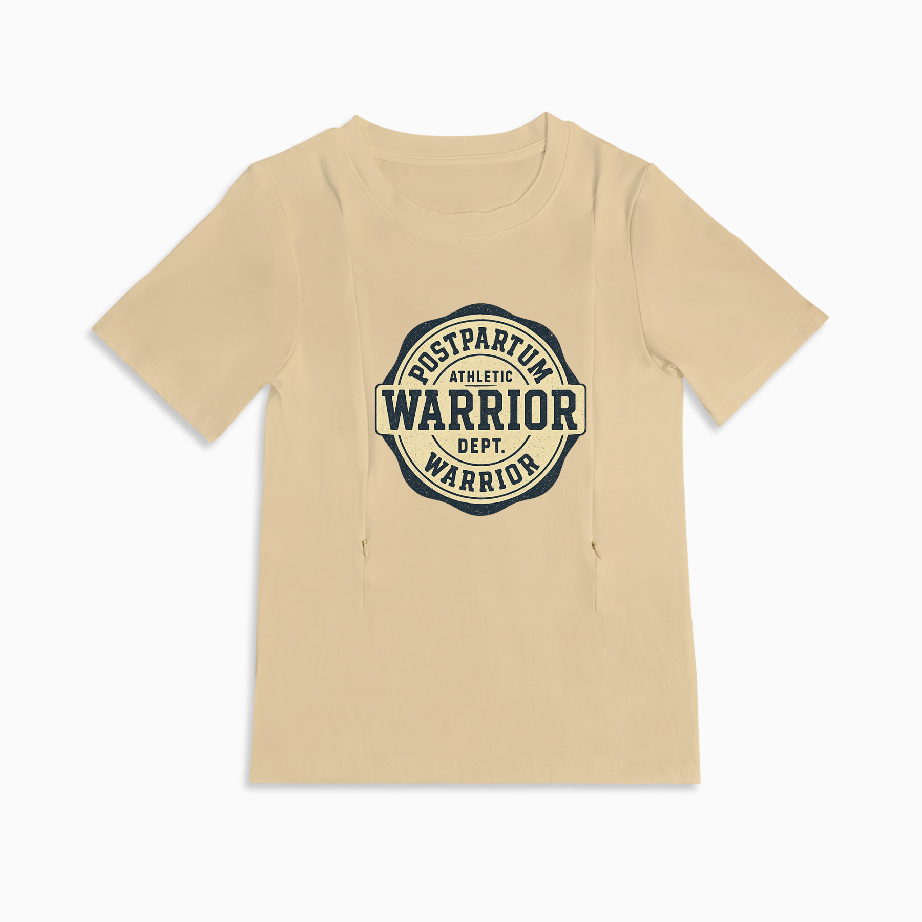 Side Zip Nursing Top for Moms | Postpartum Warrior Slogan