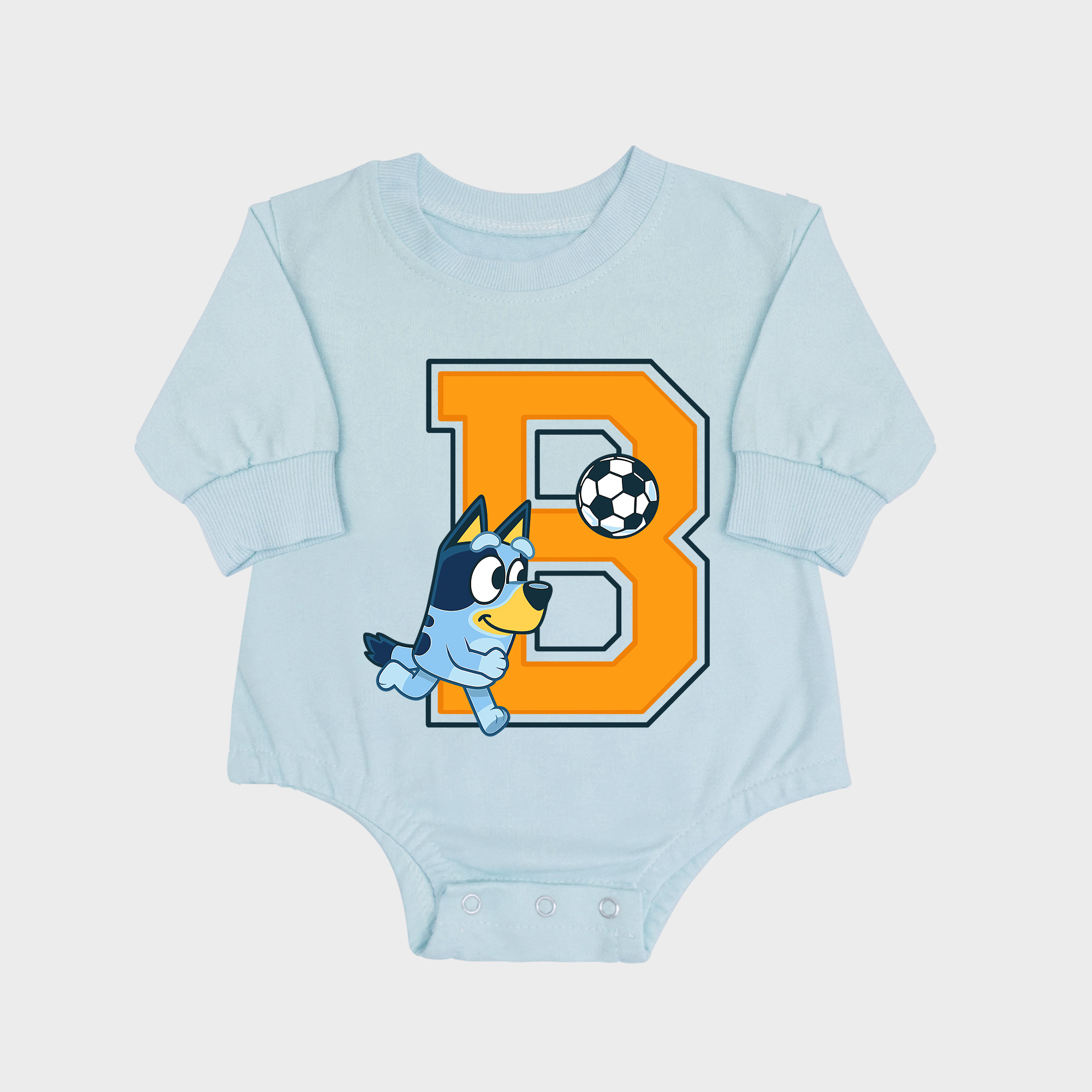Bluey Long-sleeved Triangle Onesies Aqua baby romper