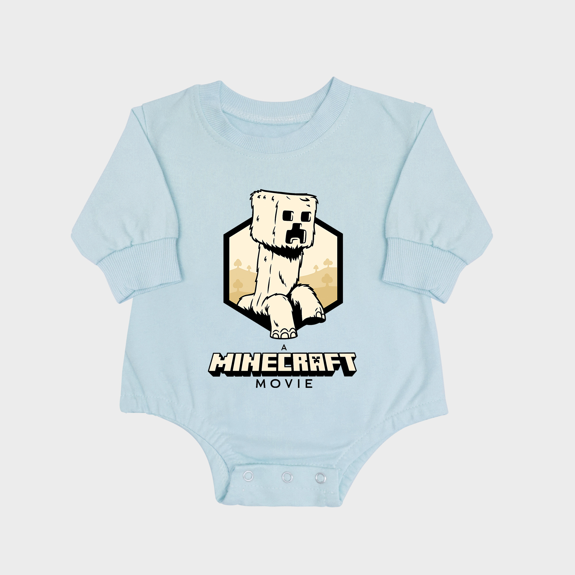 Minecraft Movie Long-sleeved Triangle Onesies Aqua baby romper