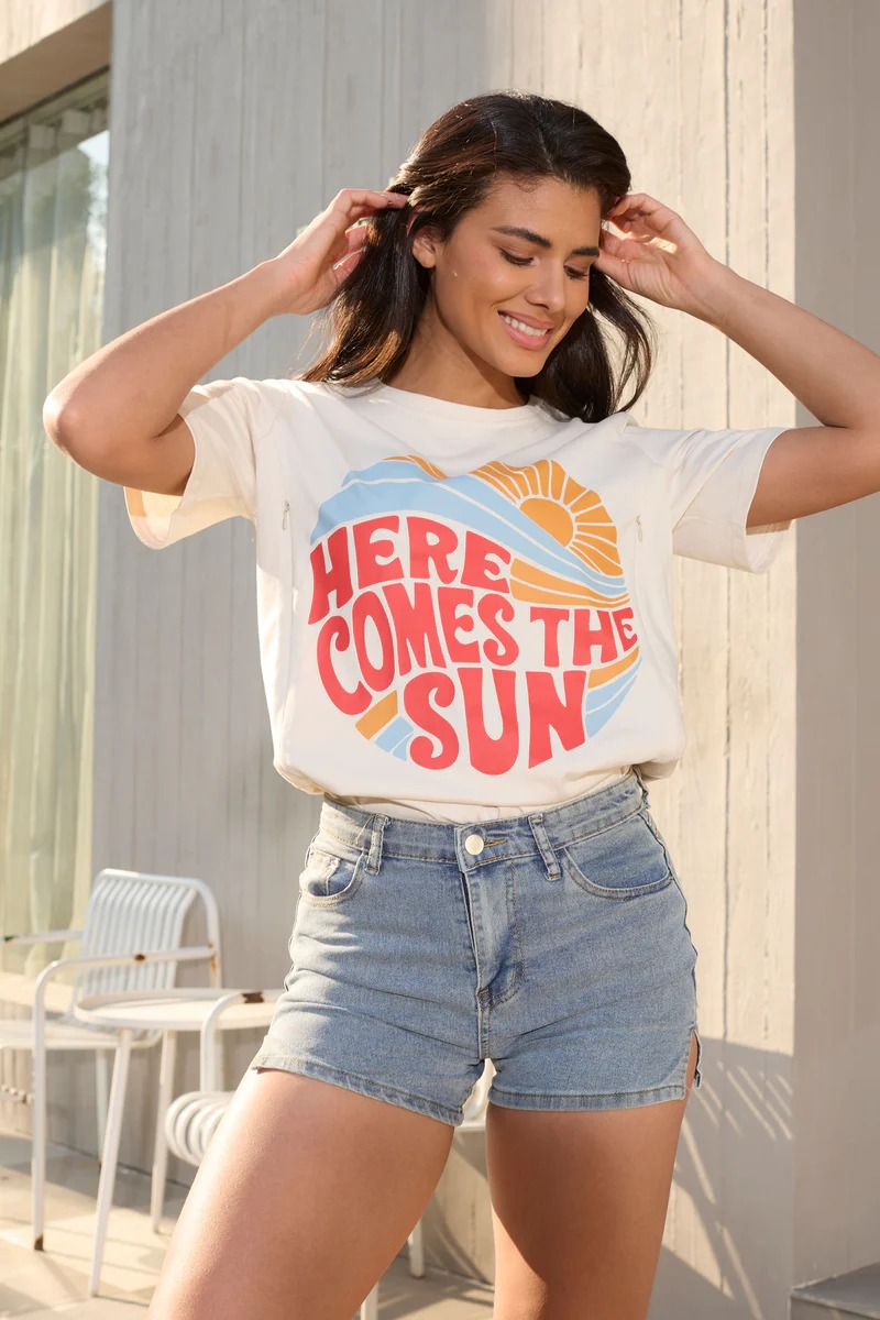 Here Comes the Sun Mom Breastfeeding Nursing T Shirt