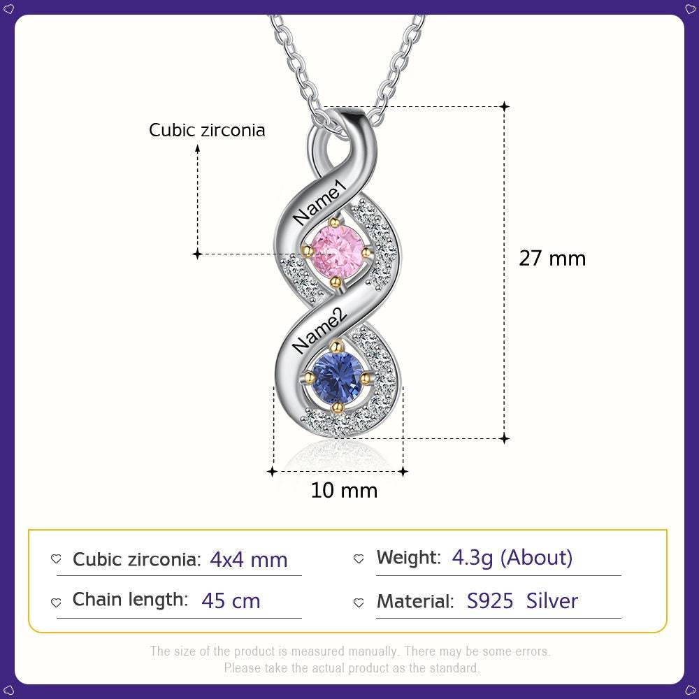 Personalized Mothers Rings Necklace with Birthstones