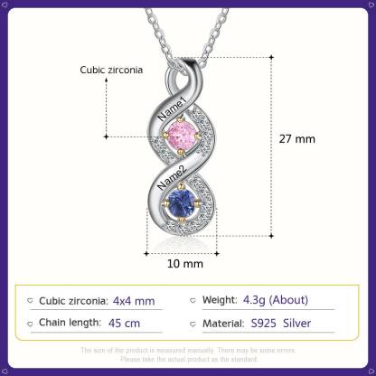 Personalized Mothers Rings Necklace with Birthstones