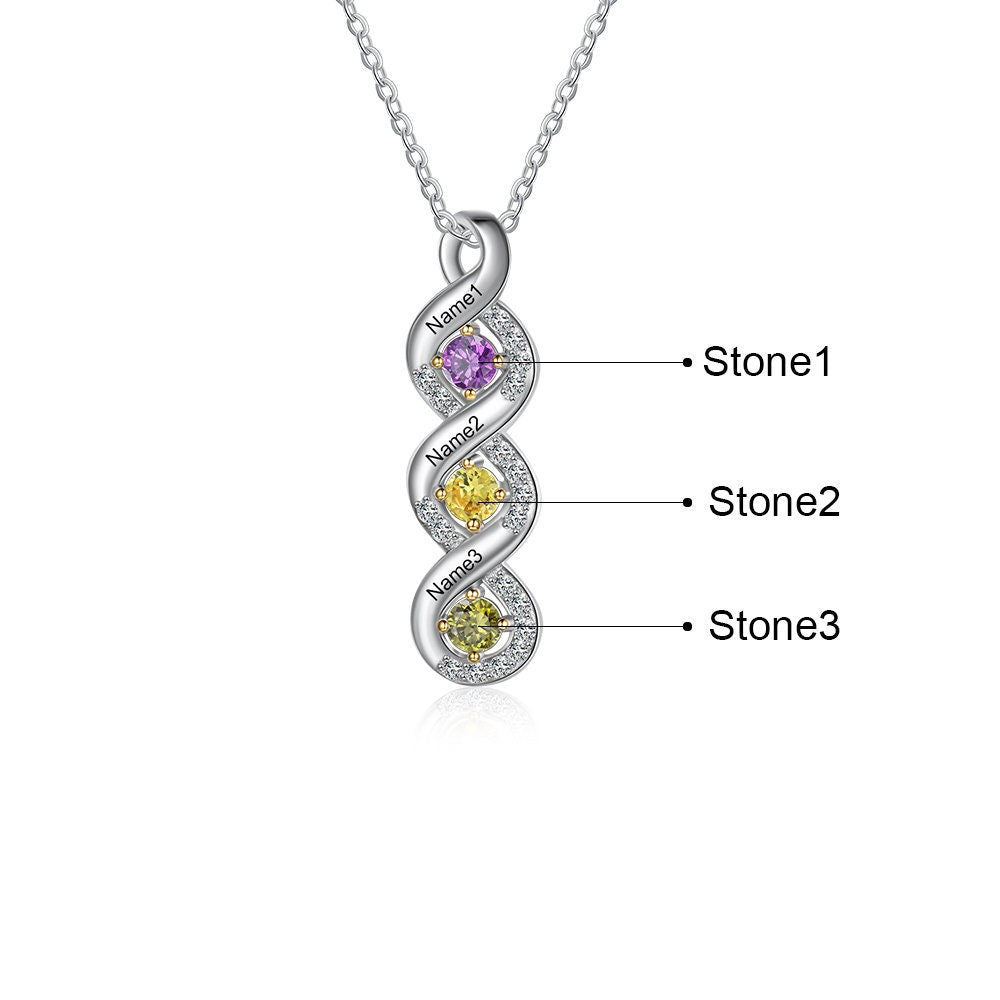 Personalized Mothers Rings Necklace with Birthstones