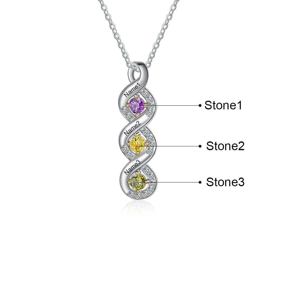 Personalized Mothers Rings Necklace with Birthstones
