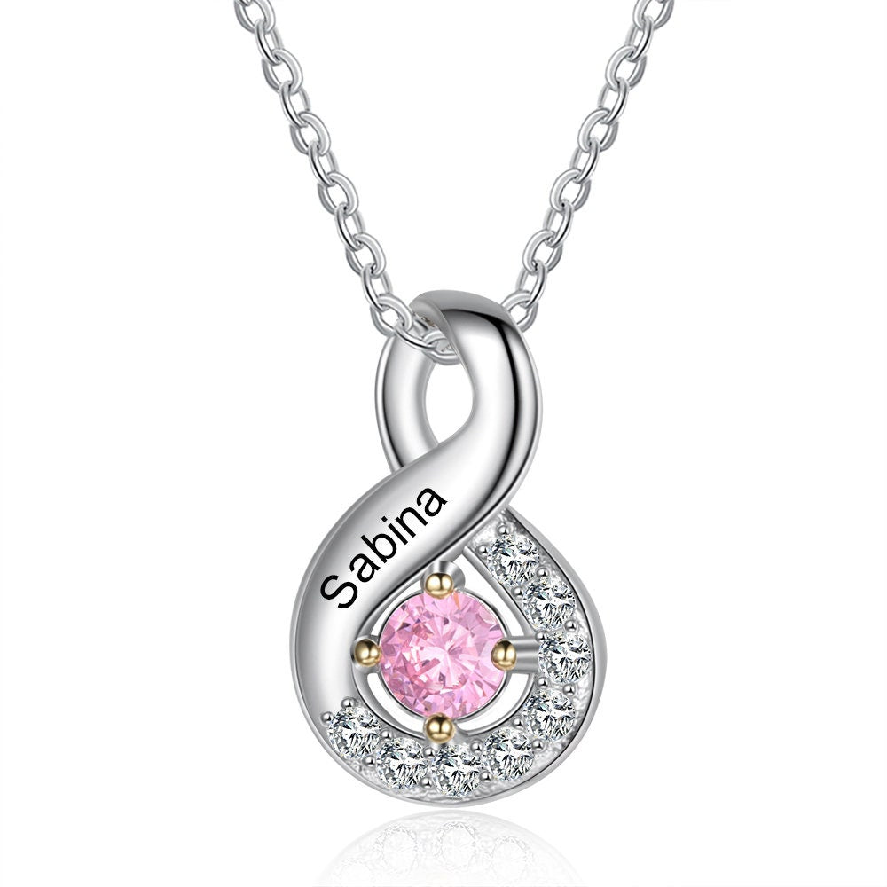 Personalized Mothers Rings Necklace with Birthstones