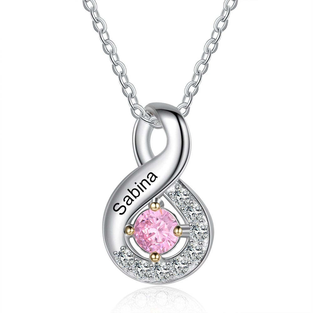 Personalized Mothers Rings Necklace with Birthstones