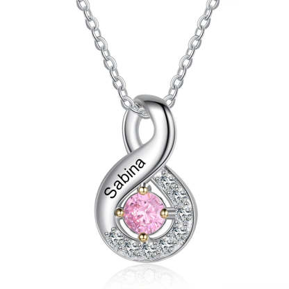 Personalized Mothers Rings Necklace with Birthstones