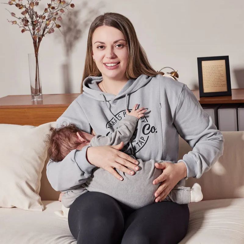 Personalized Maternity Hoodie, Breastfeeding Compatible Fall/Winter Maternity Wear