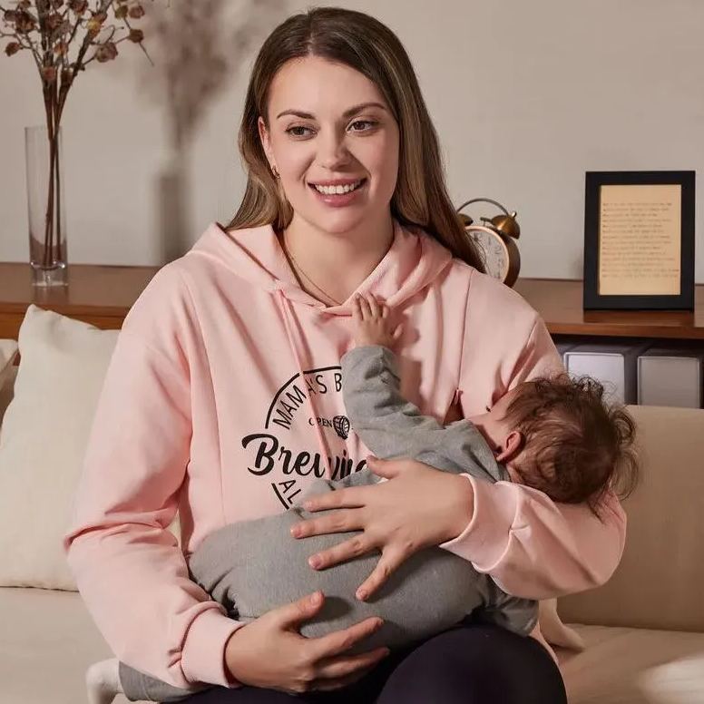 Personalized Maternity Hoodie, Breastfeeding Compatible Fall/Winter Maternity Wear