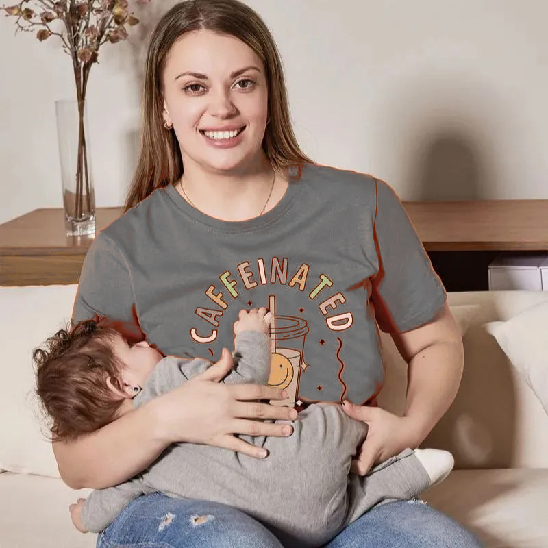 Mom Breastfeeding Nursing T-Shirt - CAFFEINATED