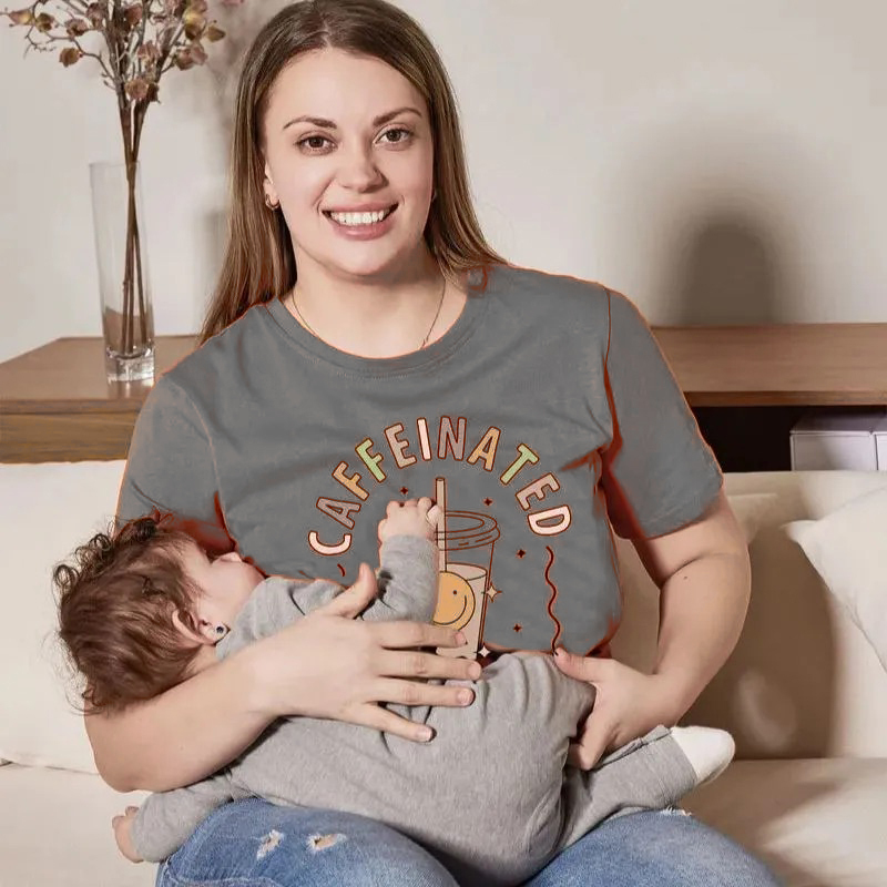 Mom Breastfeeding Nursing T-Shirt - CAFFEINATED