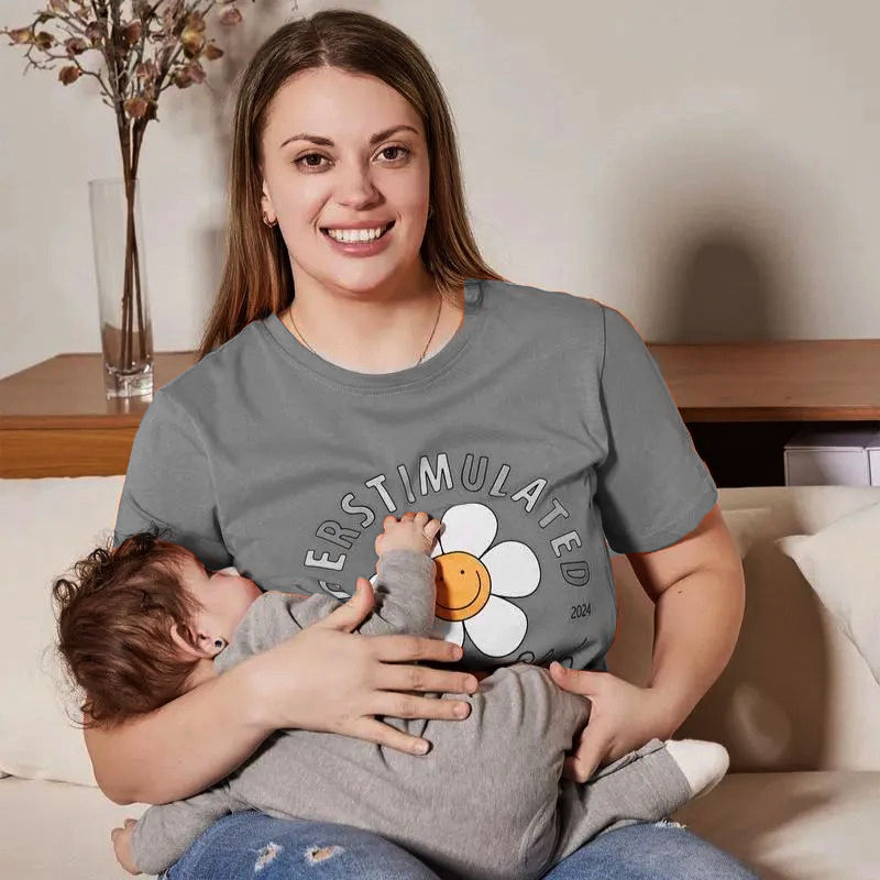 Mom Breastfeeding Nursing T-Shirt - OVERSTIMULATED
