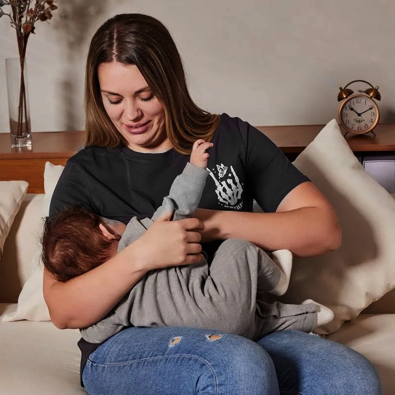 Mom Breastfeeding Nursing T-Shirt - Motherhood Sometimes I Rock It Sometimes It Rocks Me