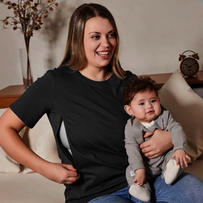 Mom Breastfeeding Nursing T-Shirt - Motherhood Sometimes I Rock It Sometimes It Rocks Me