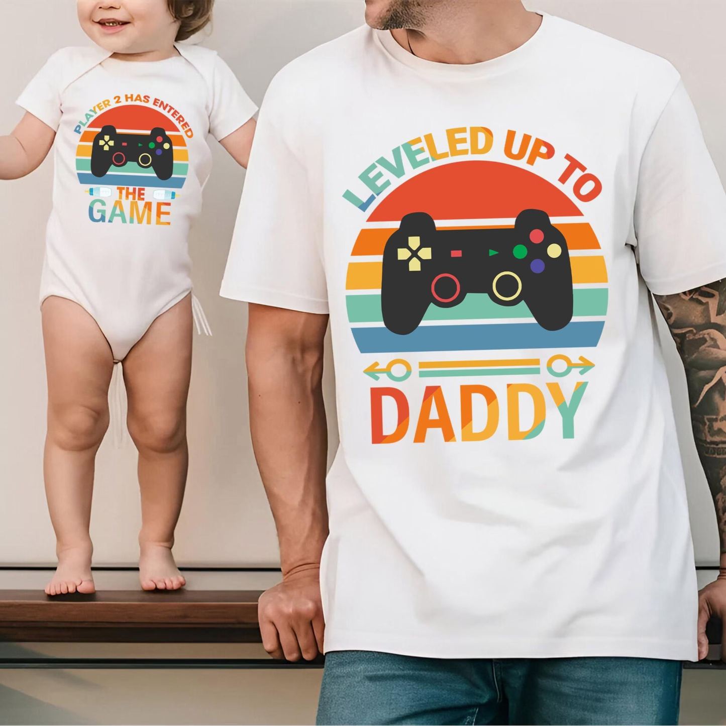 Father'S Day Family Matching T Shirt Leveled Up To Daddy fathers day gift