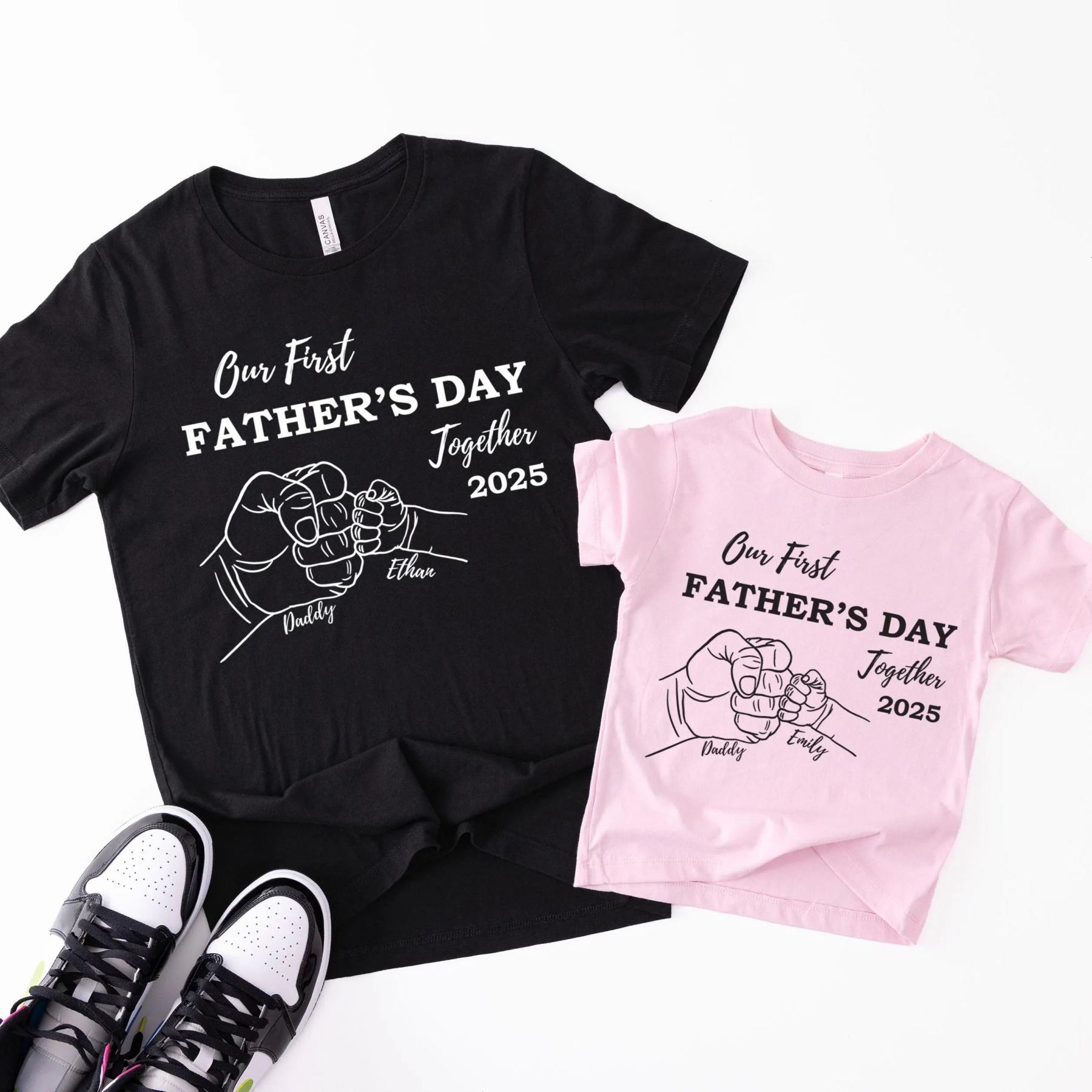 Fathers Day Family Matching T Shirt Our First Fathers Day 2025