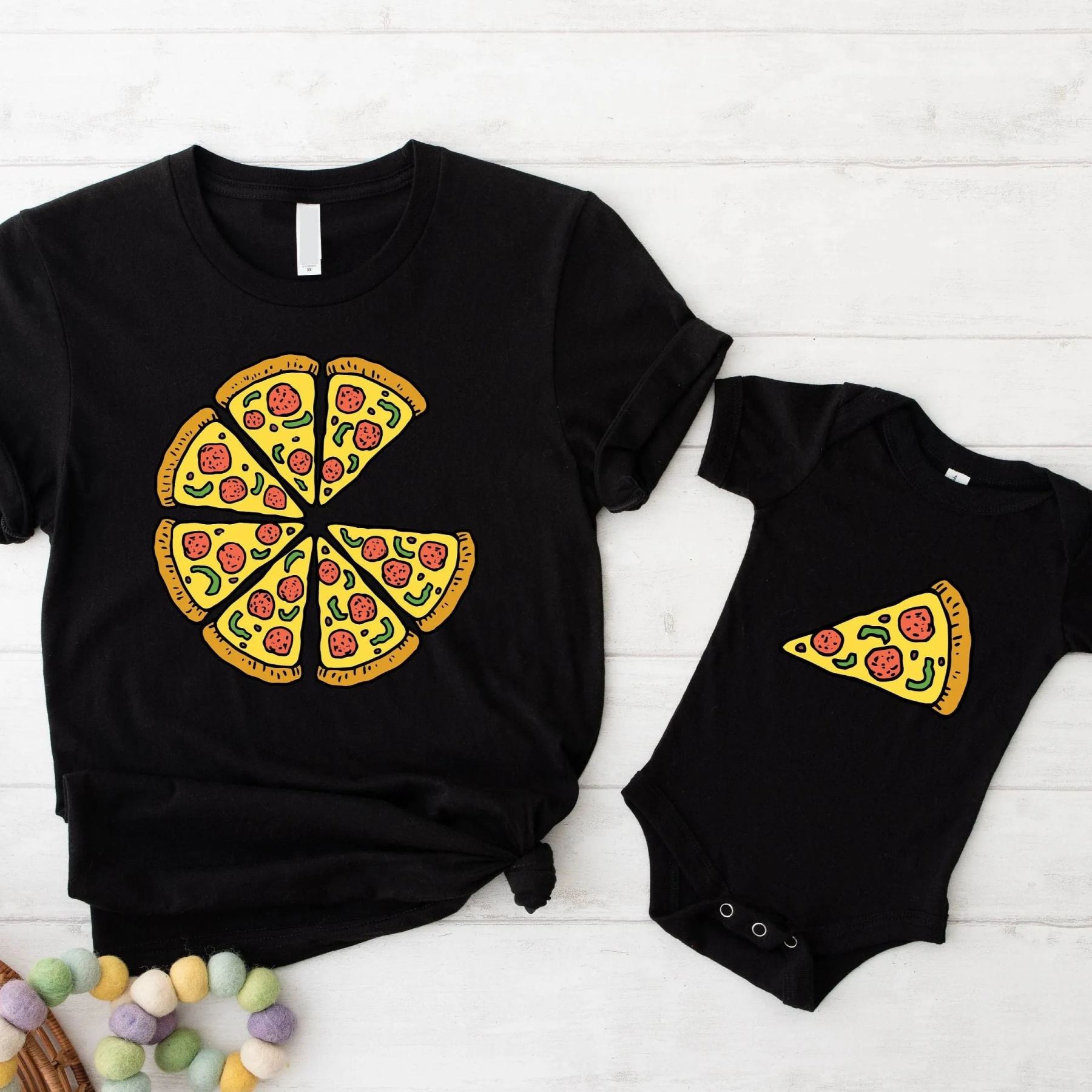 Fathers Day Family Matching T Shirt Dad And Baby Pizza